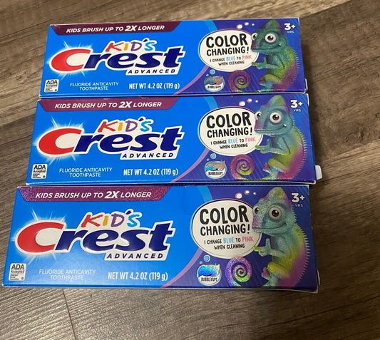 Kids Crest color changing toothpaste