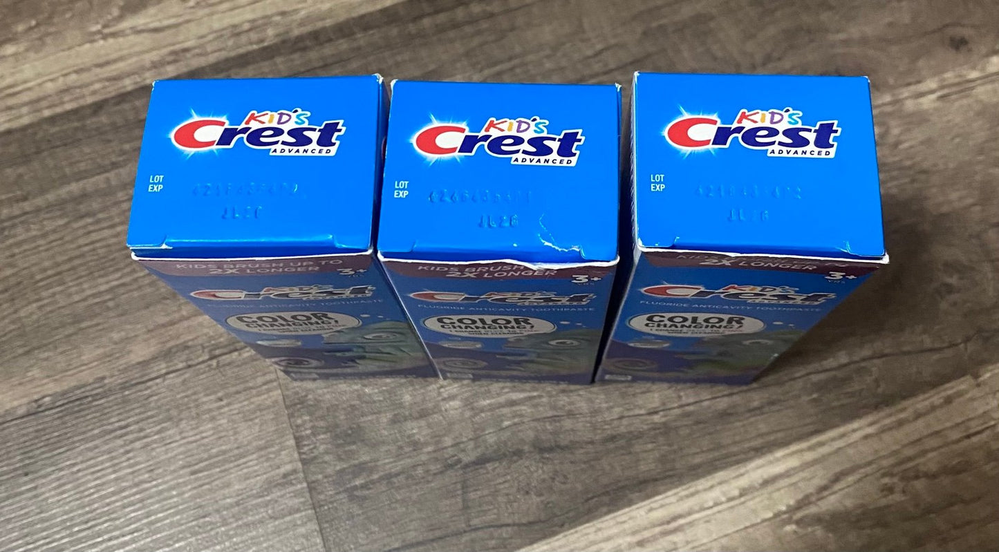 Kids Crest color changing toothpaste